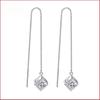 Weihua Korean Tassel Diamond Cube Long Silver Earrings