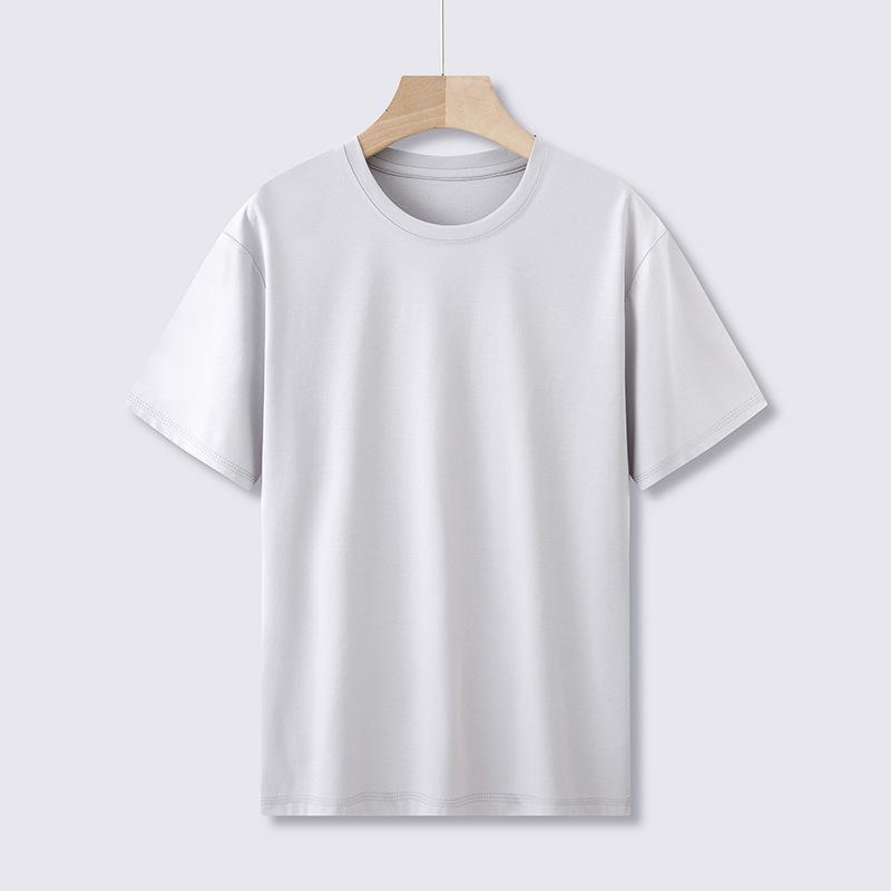 Мужская облегающая белая футболка Supima Cotton с короткими рукавами, круглым вырезом, легкая летняя модель