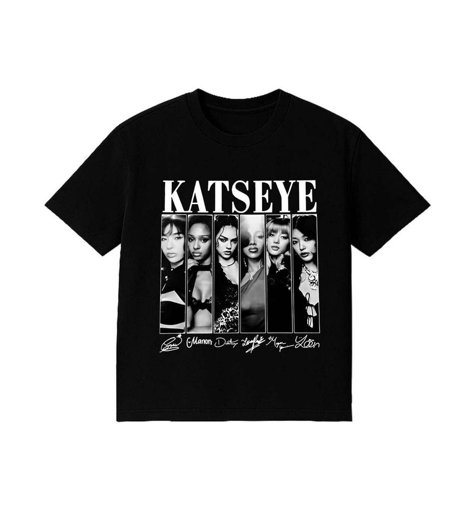 Ретро Katseye Красивый Хаос Футболки Kpop Футболка Женская и Мужская Оверсайз Футболка Графическая Футболка с Коротким Рукавом Унисекс Мужчины Женщины Лето