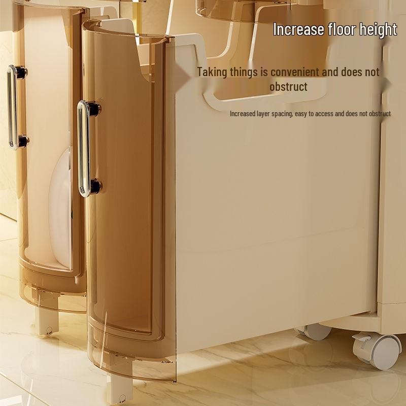 Узкий многоярусный шкаф-ящик для хранения в зазоре в ванной и на кухне