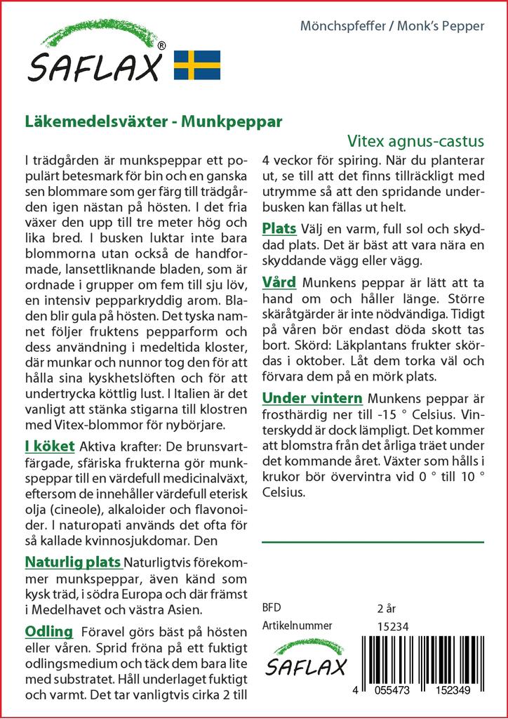 SAFLAX Garden in the Bag - Monk's Pepper - 30 семян - С субстратом в подходящем пакете - Vitex agnus-castus