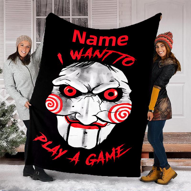 Personalized Custom Name Blanket - Billy the Puppet Print Design,Blanket for Sofa,Bed,Travel,Camping - Soft and Warm, Great Gift