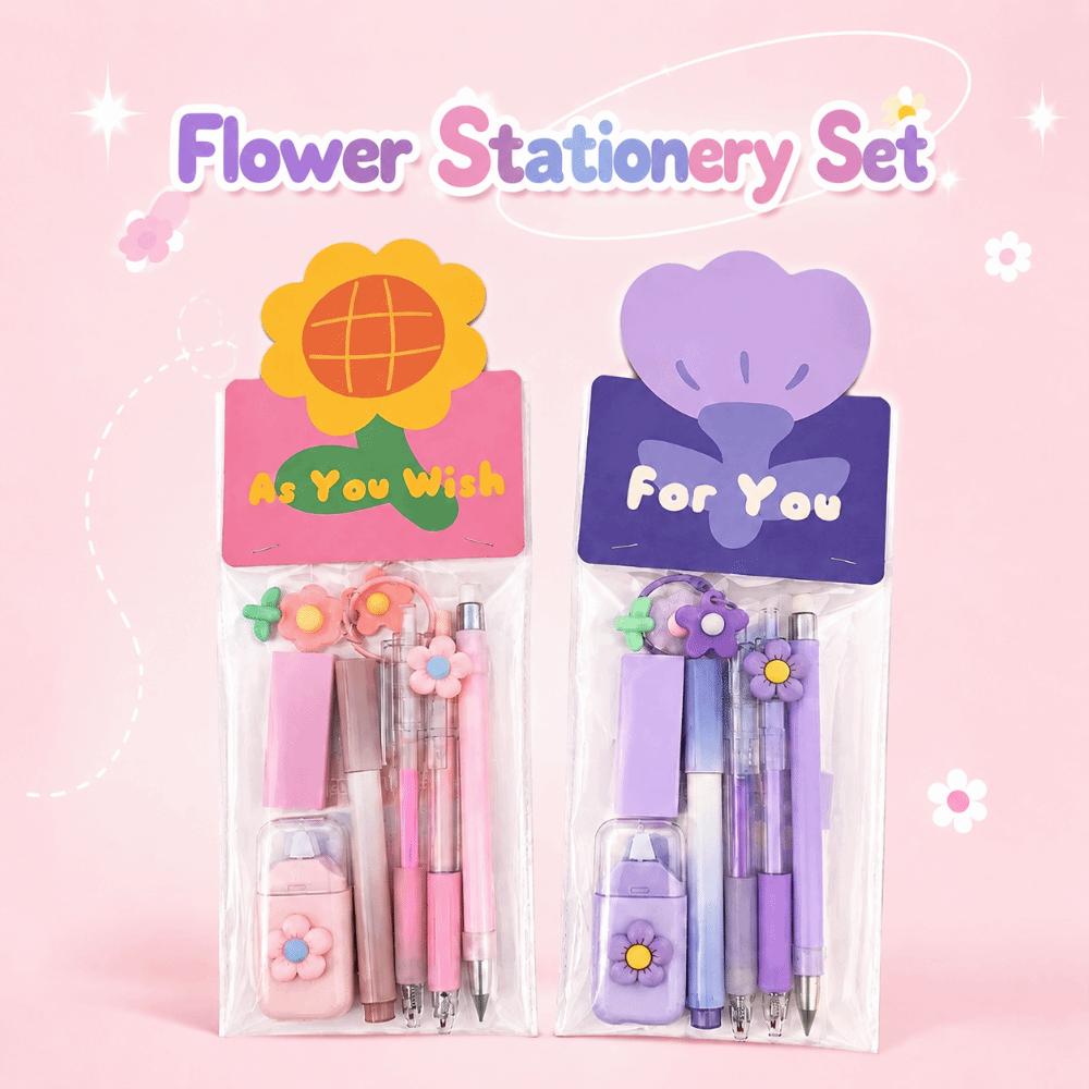 Dreamy Flower Stationery Kit 8-in-1 Gel Pen Multi-functional Correction Tape School Supplies
