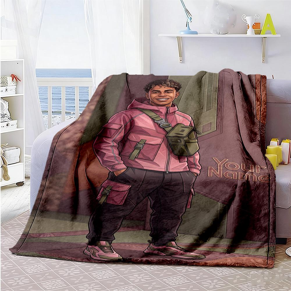 Lamin Yamal Customize Your Name Blanket Multipurpose Customizable Blanket Comfortable Suitable For Office Sofa Livingroom Living Room