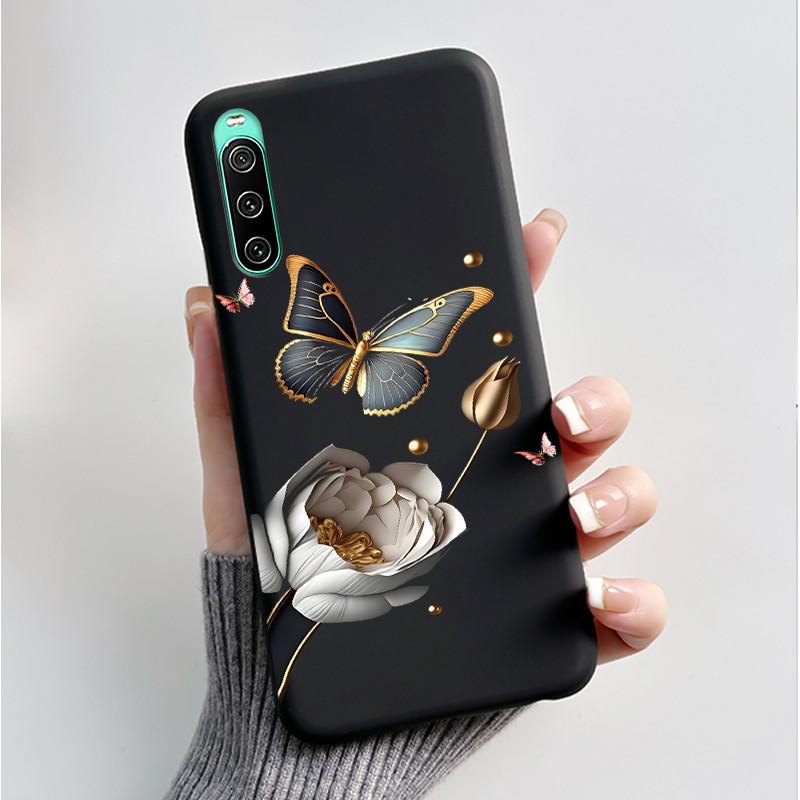For Sony Xperia 10 VI V IV III II Case Luxury Fashion Butterfly Flowers Soft Black TPU Cover Ultrathin Shockproof Shell Fundas
