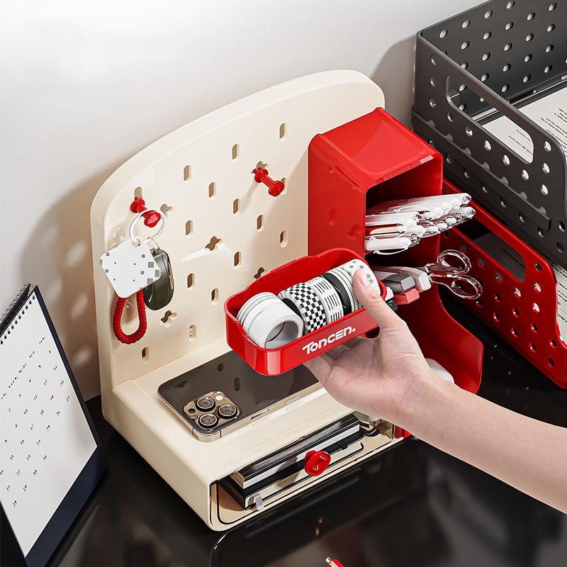 Настольный ящик для хранения Подставка для ручек Ящик для хранения Коробка для канцелярских товаров Большая вместимость для школы офиса дома Стойка для хранения