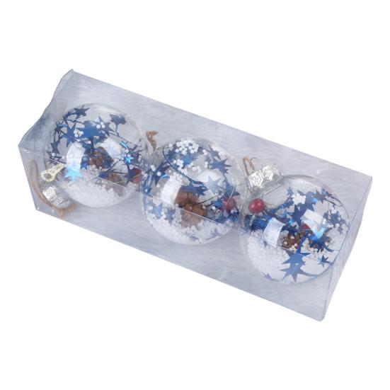 3 шт. Рождественский шар с прозрачными блестками, украшения с тесьмой, подвесное украшение для рождественской елки