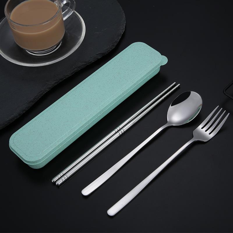 Набор столовых приборов из 2/3 предметов из нержавеющей стали 304, вилка, палочки для еды, ложка, портативный многоразовый набор столовых приборов с ящиком для хранения