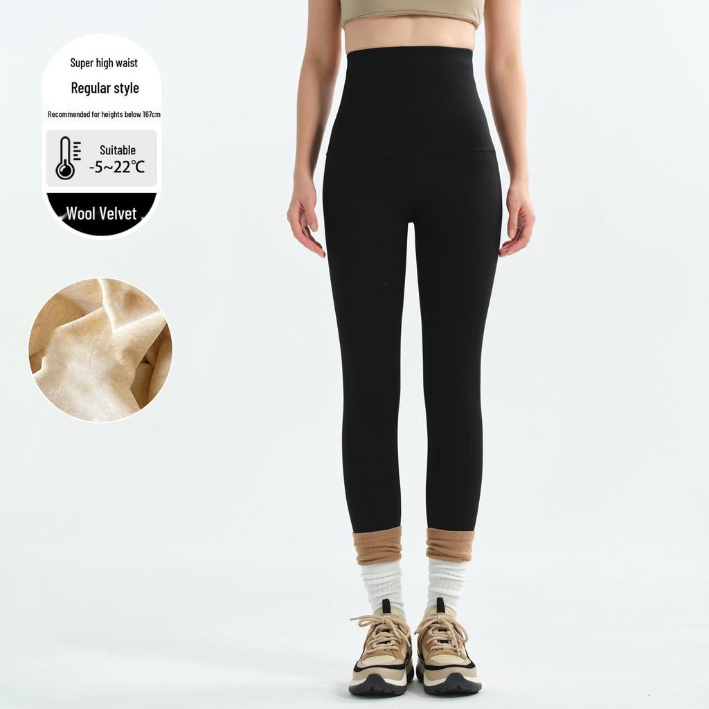 Женские очень плотные утепленные леггинсы для йоги с высокой талией - 800 г хлопка, теплые, extra long, зимний базовый слой (2025)