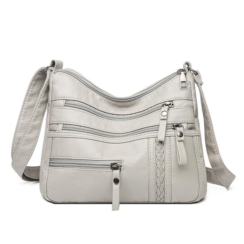 Single-shoulder Bag Soft Leather Multi-functional Zipper Bag Single-shoulder Crossbody Bag Casual and Simple Bag