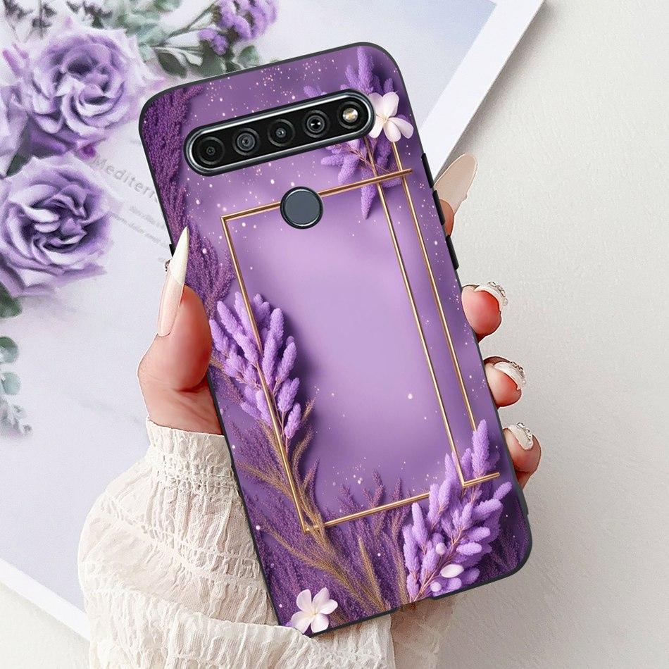 Для LG K41S K51S 2020 Элегантный Чехол для Телефона с Цветочным Котом, Для LG K41S K51S LM-K410 LM-K510 Черный Силиконовый Мягкий Чехол