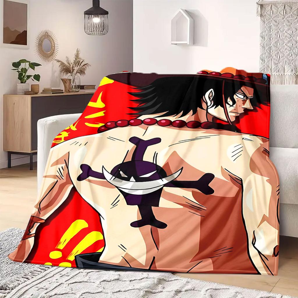 Фланелевое одеяло из аниме OnePiece Теплое, Уютное, Подходит для спален, Диванов, Кроватей, Стульев, Пикников, Путешествий