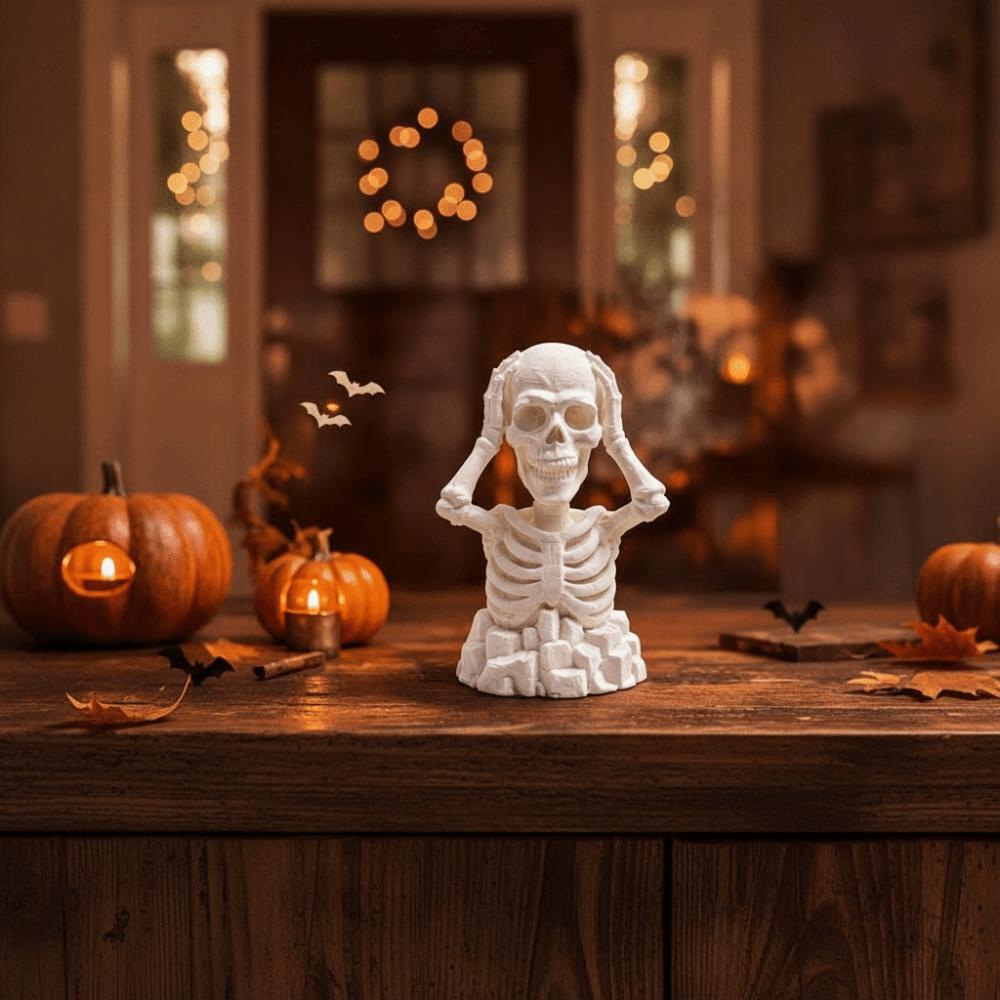 Compact 3D Printed Skull Creative Luminous Tabletop Statue Glow Miniature Sculpture Party