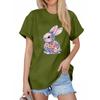 Women's Fashion Round Neck Short Sleeve T-Shirt Easter Printed Casual Top