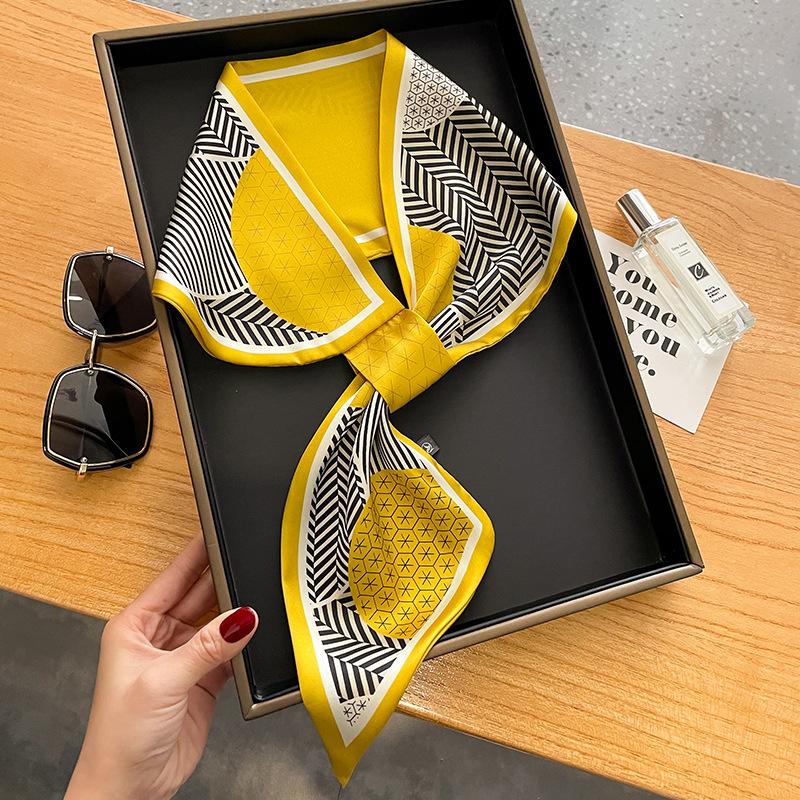 Floral Print Neckerchief Hair Bands Scarf for Women Fashion Headbands Small Neck Scarves 15x75cm