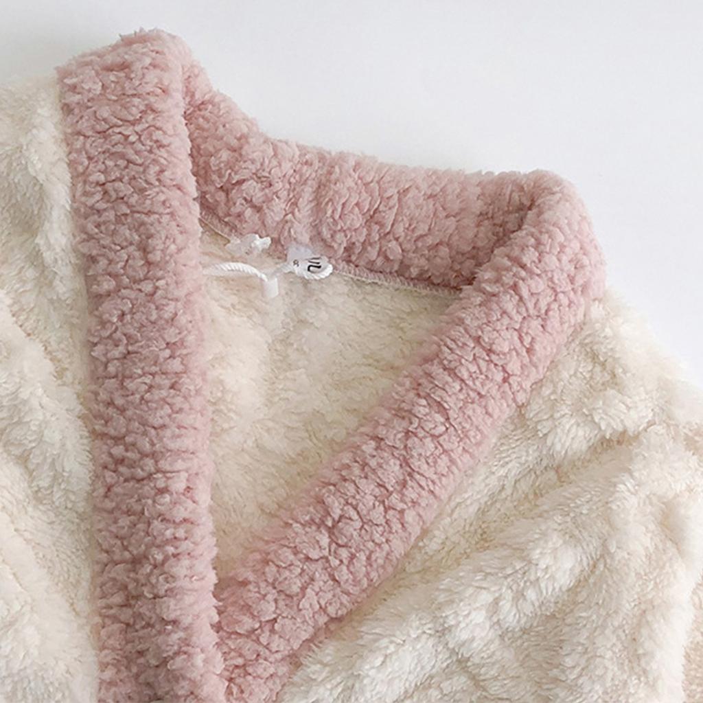 Женский фланелевый кардиган с длинными рукавами и V-образным вырезом, толстый теплый комплект домашней одежды для девочек