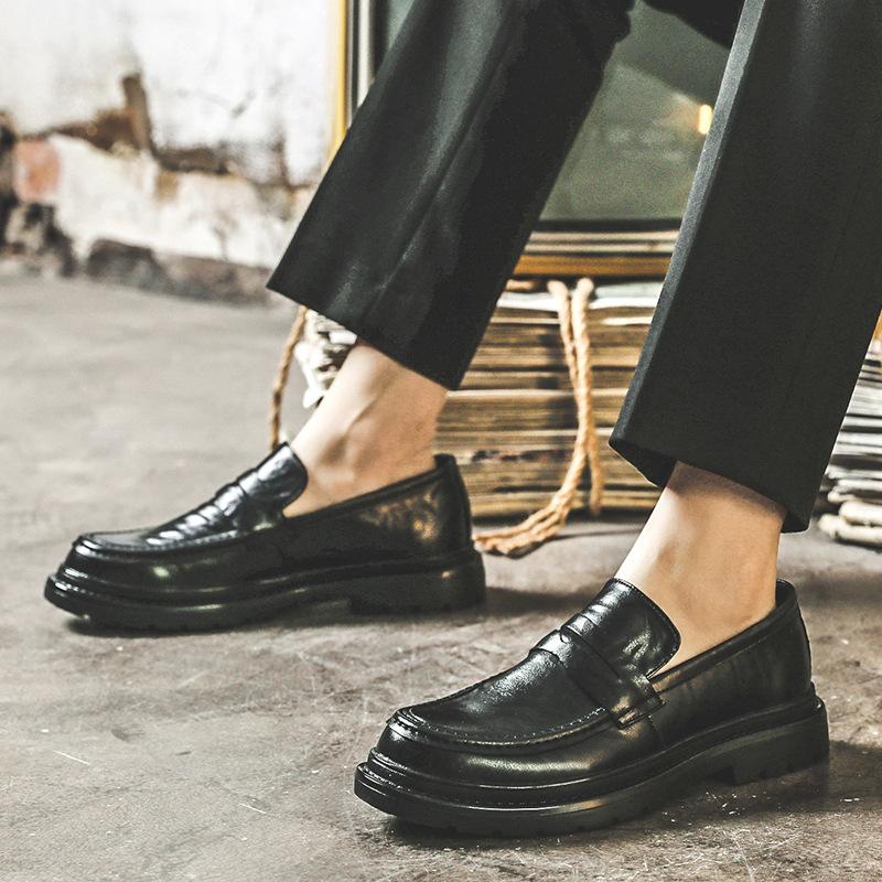 Лоферы мужские новые британские туфли в стиле Star с тем же академическим стилем, однобортные туфли на толстой подошве, формальные кожаные туфли с костюмом 3512-J