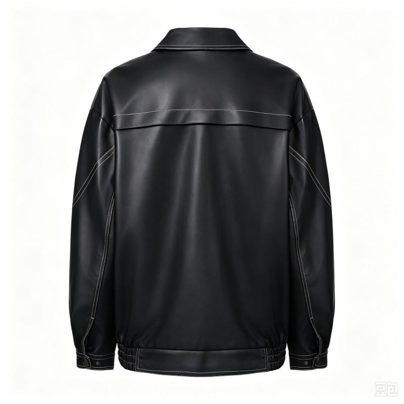 Womens Oversized Faux Leather Biker Jacket Loose Fit PU Coat With Zipper Travel Casual Wear