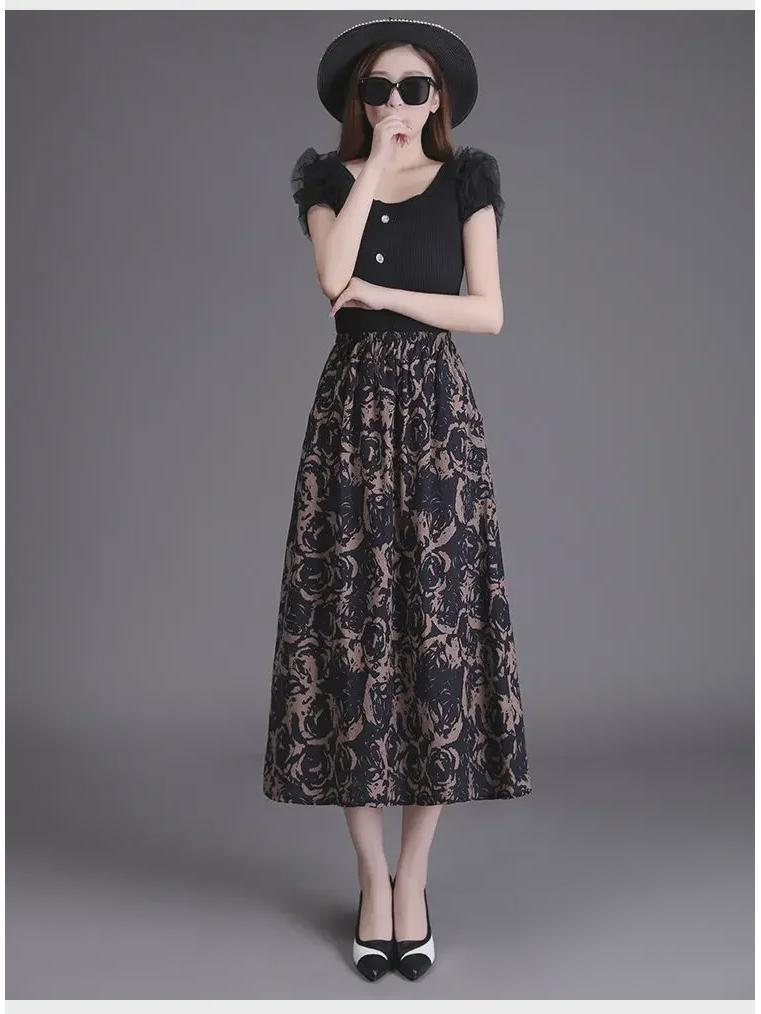 Женская богемная миди-юбка А-силуэта с цветочным принтом из хлопка и льна