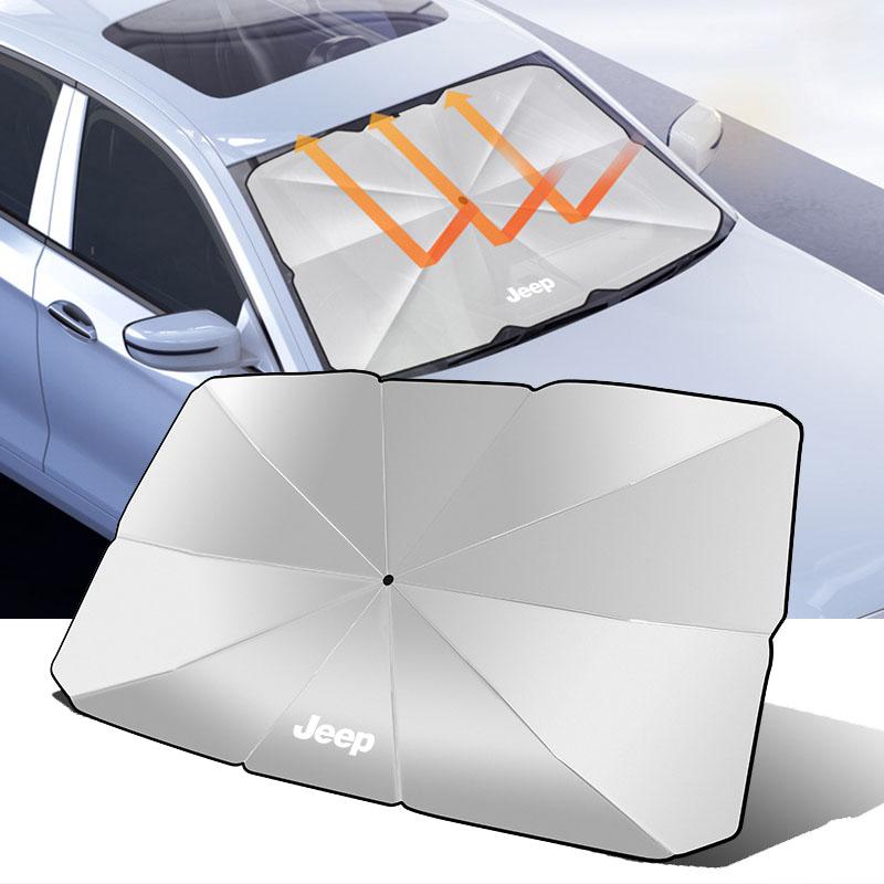 Car Heat Insulation Foldable Sun Umbrella Windshield UV Protection Sunshade For Jeep Wrangler Grand Cherokee Compass Renegade Cherokee Gladiator