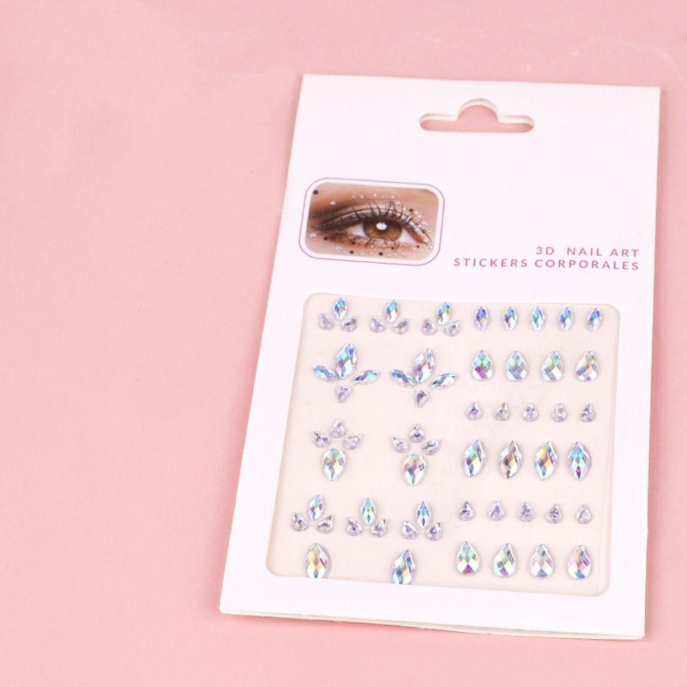 Resin Facial Rhinestone Stickers Glitter Rhinestone Eye Stickers Crystal Forehead Sticker  Party