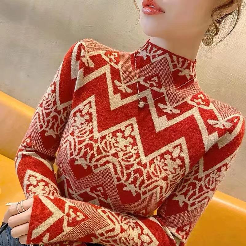 Пуловер с полувысоким воротом, вязаный базовый свитер, женский осенне-зимний новый облегающий модный вязаный свитер