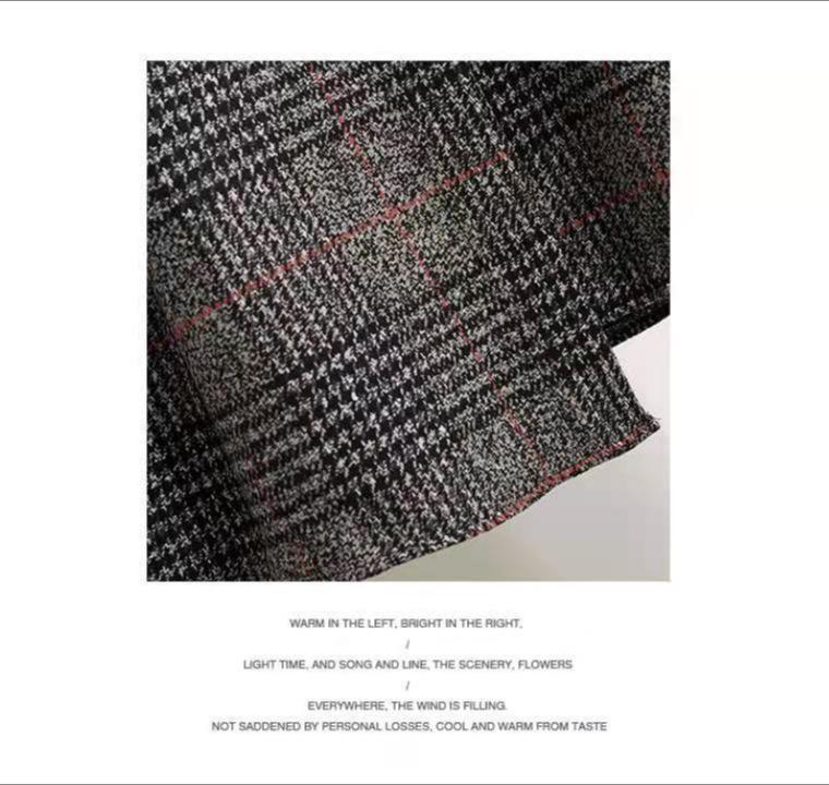 Женская шерстяная клетчатая юбка в стиле ретро с высокой талией — облегающая, средней длины, коллекция осень/зима 2024 г.