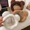 2Pcs Hair Hoop Plush Bear Ears Decor Headband Cartoon Animal Skincare Headband Washing Face Makeup Elastic Hair Band