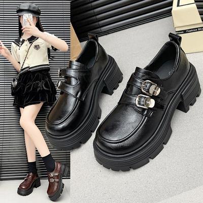 Маленькие кожаные туфли женские новые весенние на платформе с увеличением высоты женские трендовые модные универсальные туфли женская обувь