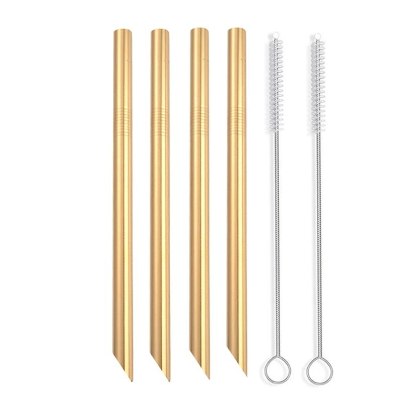 4 шт. 12 мм Металлические соломинки для питья Многоразовые Набор соломинок из нержавеющей стали 304 со щеткой Соломинка для чая с пузырьками Смузи Аксессуар для вечеринки в баре