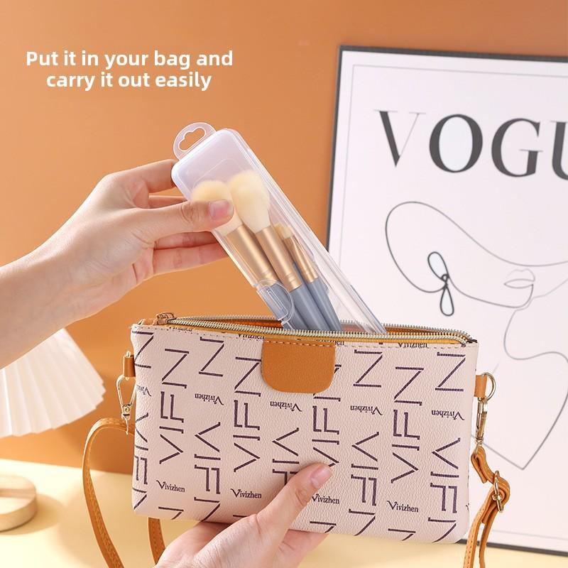 Портативный органайзер для кистей для макияжа, карандаш для бровей, посуда, палочки для еды, прозрачный ящик для хранения с крышкой, кухонные аксессуары