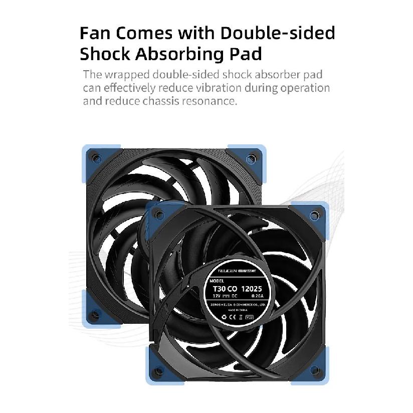 TEUCER T30 Series PC Cooling Fan High Wind Pressure Performance Version Dynamic Balance PWM Case Water-cooled Radiator CPU Fans