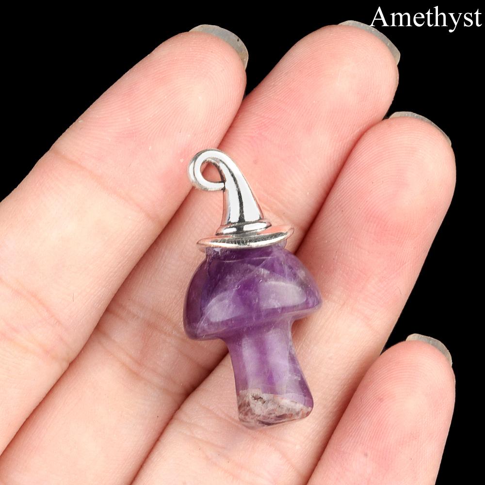 Хэллоуин Ведьмы Шляпа Натуральный Хрустальный Камень Гриб Подвеска Богемные Драгоценные Камни Подвески для Ожерелья Женщины Мужчины Изготовление Ювелирных Изделий Снова в Школу Ремесло