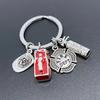 Creative Novelty Fire Extinguisher Badge Fireman Axe Fire Truck KeyChain Ring Women Jewelry Accessories Fashion Gift Pendant