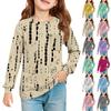 Girls' Long Sleeve Blouse - Round Neck Soft Waist Tunic