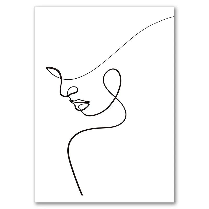 1 шт. настенное украшение постер спальня декор для комнаты абстрактные простые украшения для дома линии лицо холст картины постеры картинки без рамки