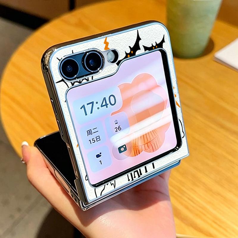 Чехол 'Призрачная Тыква' на Хэллоуин для Samsung Galaxy Z Flip 8 7 FE 6 5 4 Z Flip8 Flip7 Flip6 Flip5 Роскошное Покрытие Кожаная Накладка Защитная Крышка Телефона