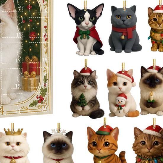 Рождественский Адвент-календарь для любителя кошек ПВХ украшение для декора елки 24-дневная коробка для отсчета времени подарок для детей семьи