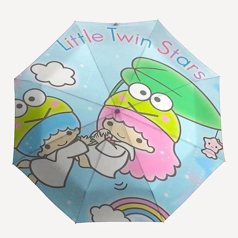 1 шт. Автоматический складной зонт Little Twin Stars - Портативный трехскладной дизайн с 8-реберным железным каркасом, Идеально подходит для использования на улице, Праздничные подарки,
