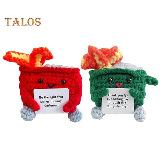 2 шт. Позитивный крючком мусорный контейнер в виде пламени с поощрительной открыткой, эмоциональная поддержка, ручная работа, вязание, мусорный бак, кукла, украшение, орнамент