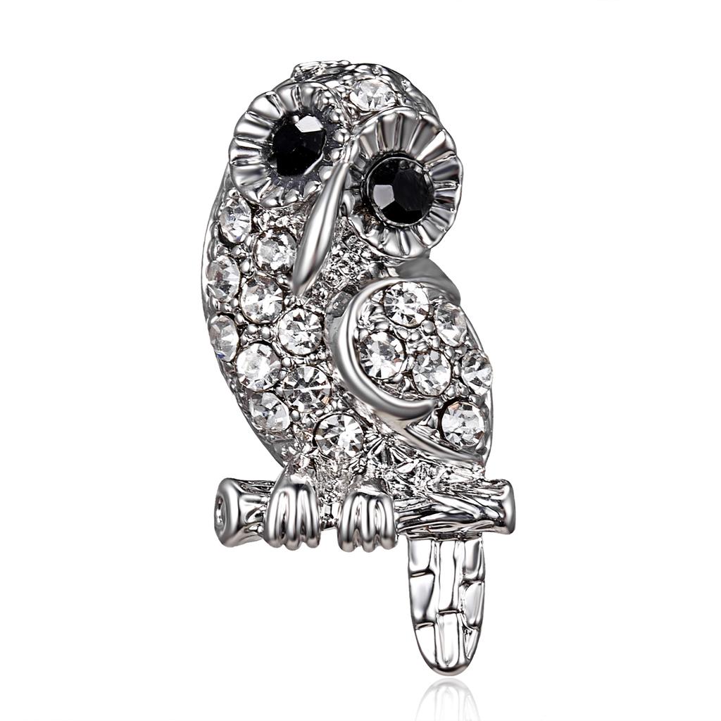 Rinhoo Lovely Owl Brooches Korean Trendy Rhinestone Brooch Badge Pin Bird Animal Party Casual Suit Decoration Badge Corsage Gift