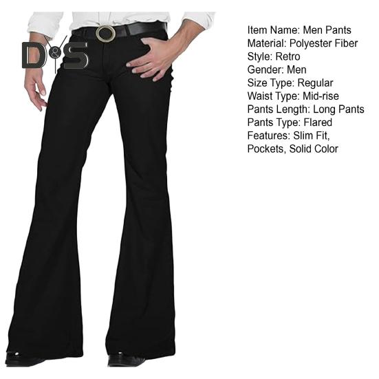 Мужские расклешенные брюки с 4 карманами, средней посадки, однотонные, с застежкой-молнией на пуговицы, длинные брюки для работы, путешествий, отдыха