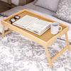Bamboo Bed Tray Table with Folding Legs Wooden Drawing Breakfast Eating Snack Serving Tray Laptop Computer Collapsible Bed Sofa Desk