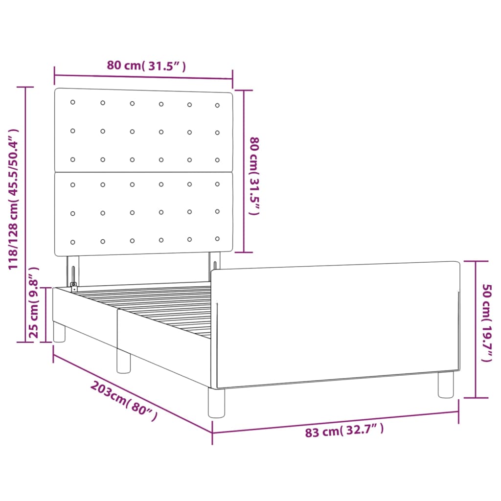 Bed Frame with Headboard Blue 80 x 200 cm Fabric