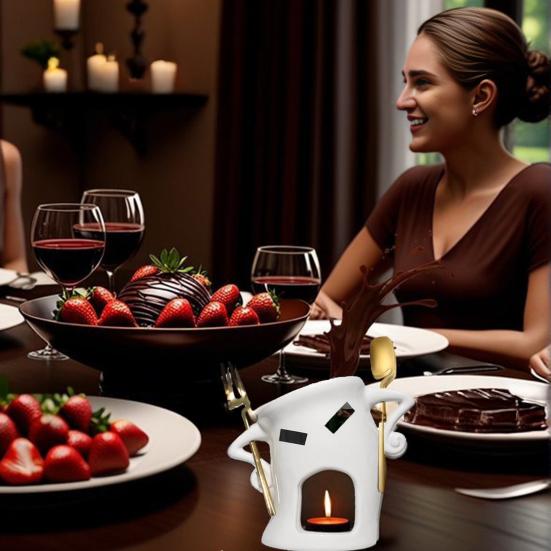 Кружка для фондю с тающим шоколадом, вилкой и ложкой, мини-чашка для горячего горшка для небольших вечеринок, индивидуальный подарок для любителей шоколада