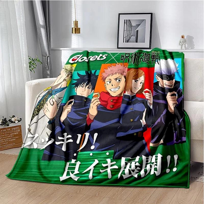 Супер Мягкий Плед с Мультфильмом Аниме Jujutsu Kaisen для Дивана, Кровати, Путешествий, Пикника. Идеальный Подарок на День Рождения