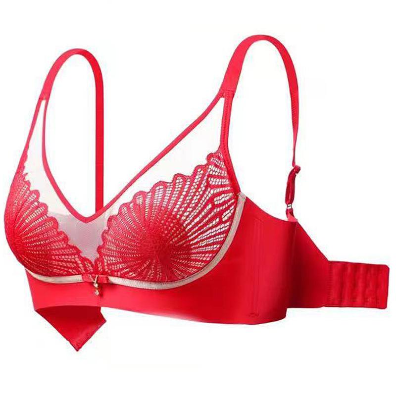Ultra-thin Lace Bra Gathered Adjustable Underwear Shockproof Anti-glare Bra