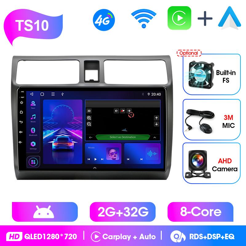 Srnubi 2Din Android14 Car Stereo Radio For Suzuki Swift 2003-2010 Wireless Carplay Android Auto Mirror Link BT 4G WiFi Head Unit