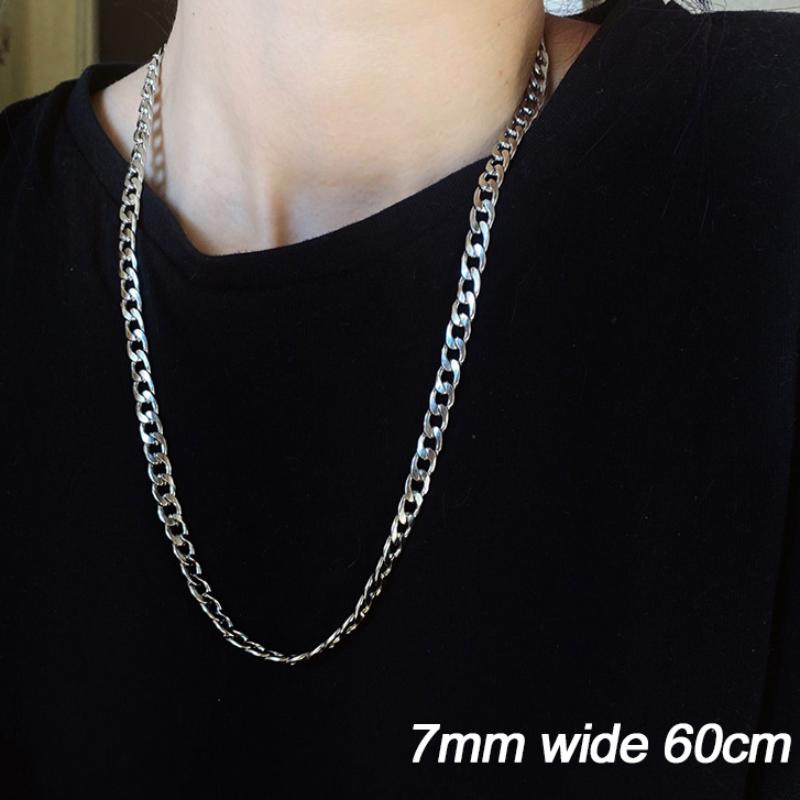 Stainless Steel Silver Chain Hip Hop Necklace 24" Chain Necklace for Men Women 3/5/7mm
