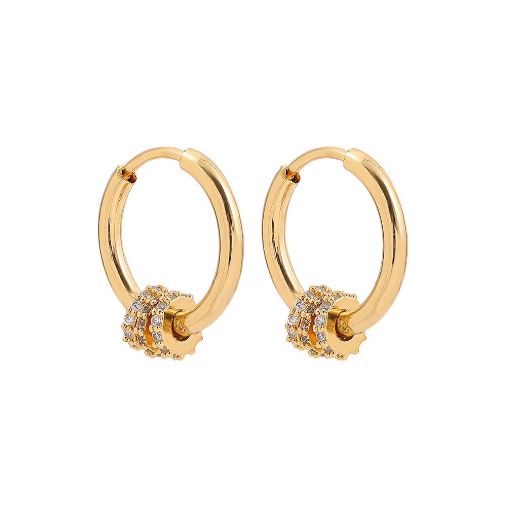 New Trendy Small Round Stainless Steel Hoop Earrings with Zircon Stone Triple Band Pendant Earrings Ear Buckle Huggies Zircon